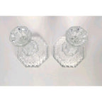 Vintage Crystal Candlestick Holders Diamond Cut Pair 7.5 Inch