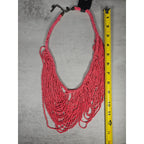 Vintage Multi-Strand Pink Seed Bead Statement Necklace
