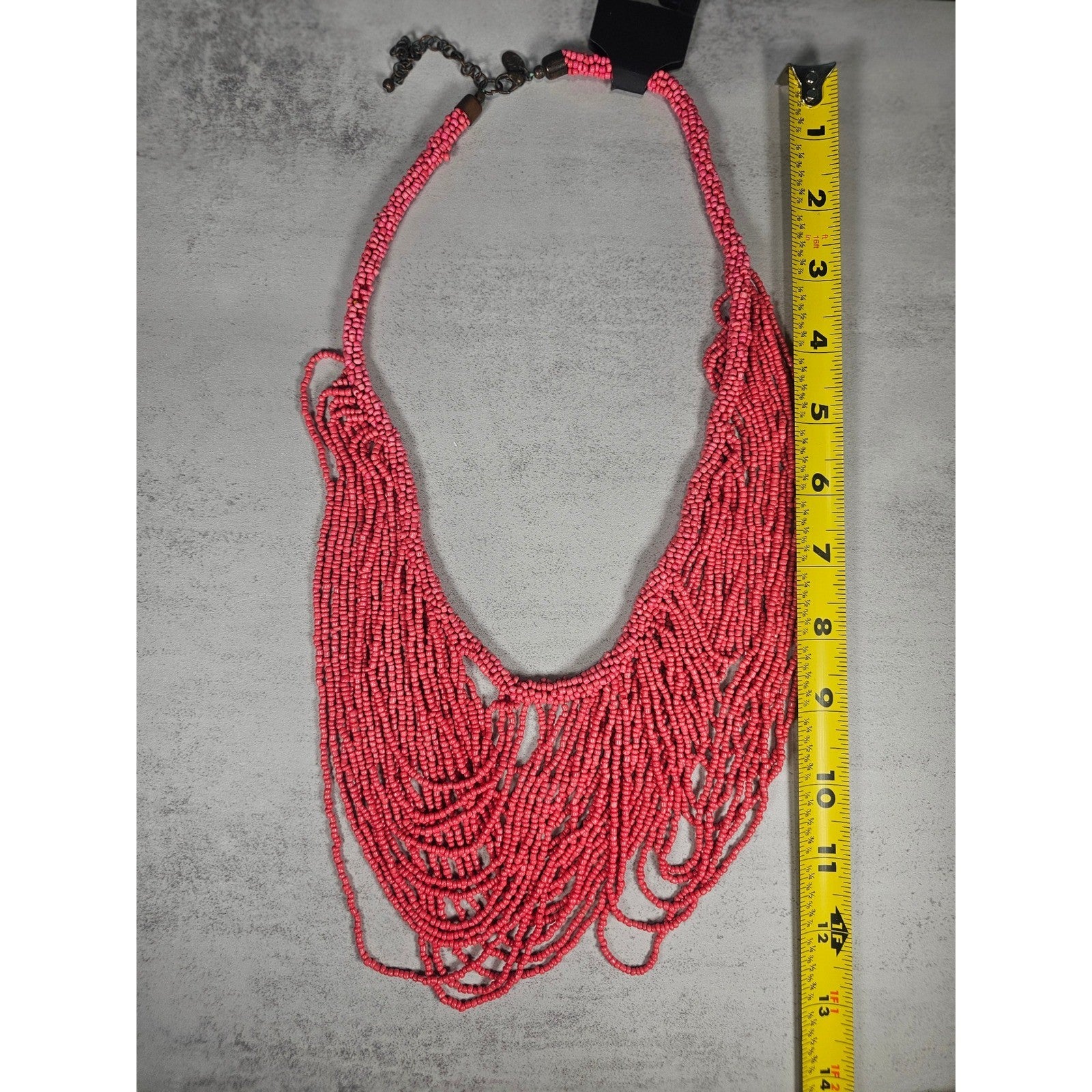Vintage Multi-Strand Pink Seed Bead Statement Necklace