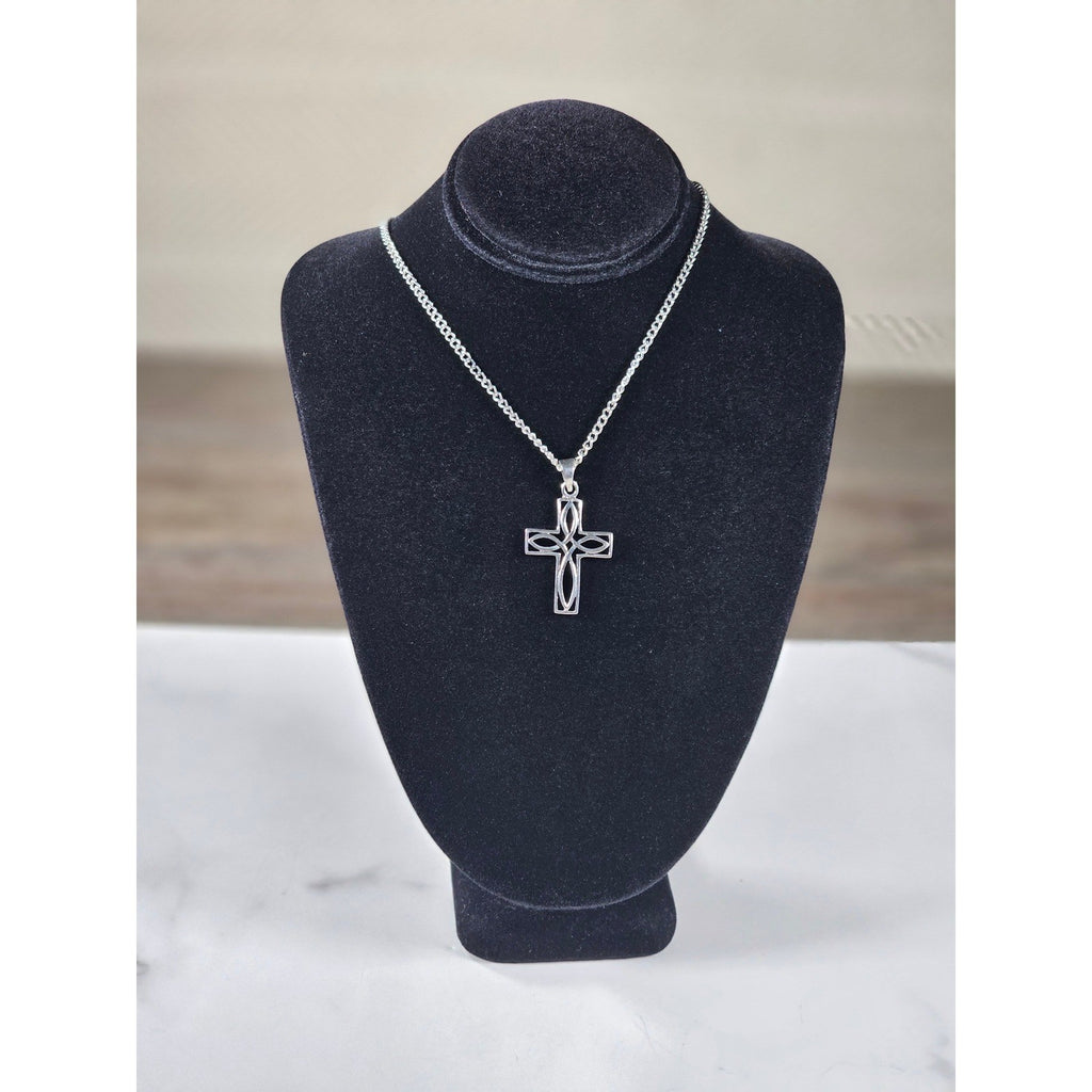 Vintage Silver Tone Celtic Cross Necklace Pendant