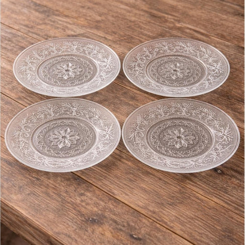 Anchor Hocking Sandwich Glass Salad Plates Set of 4 7.25" Floral