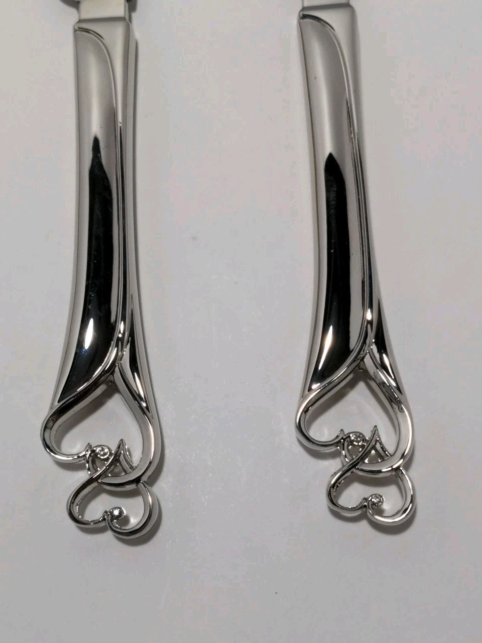 Wedding Promises Cake Knife & Server Set - Double Heart Design - Stainless Steel