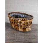 Vintage Woven Basket with Plastic Liner – Rustic Storage or Planter Basket