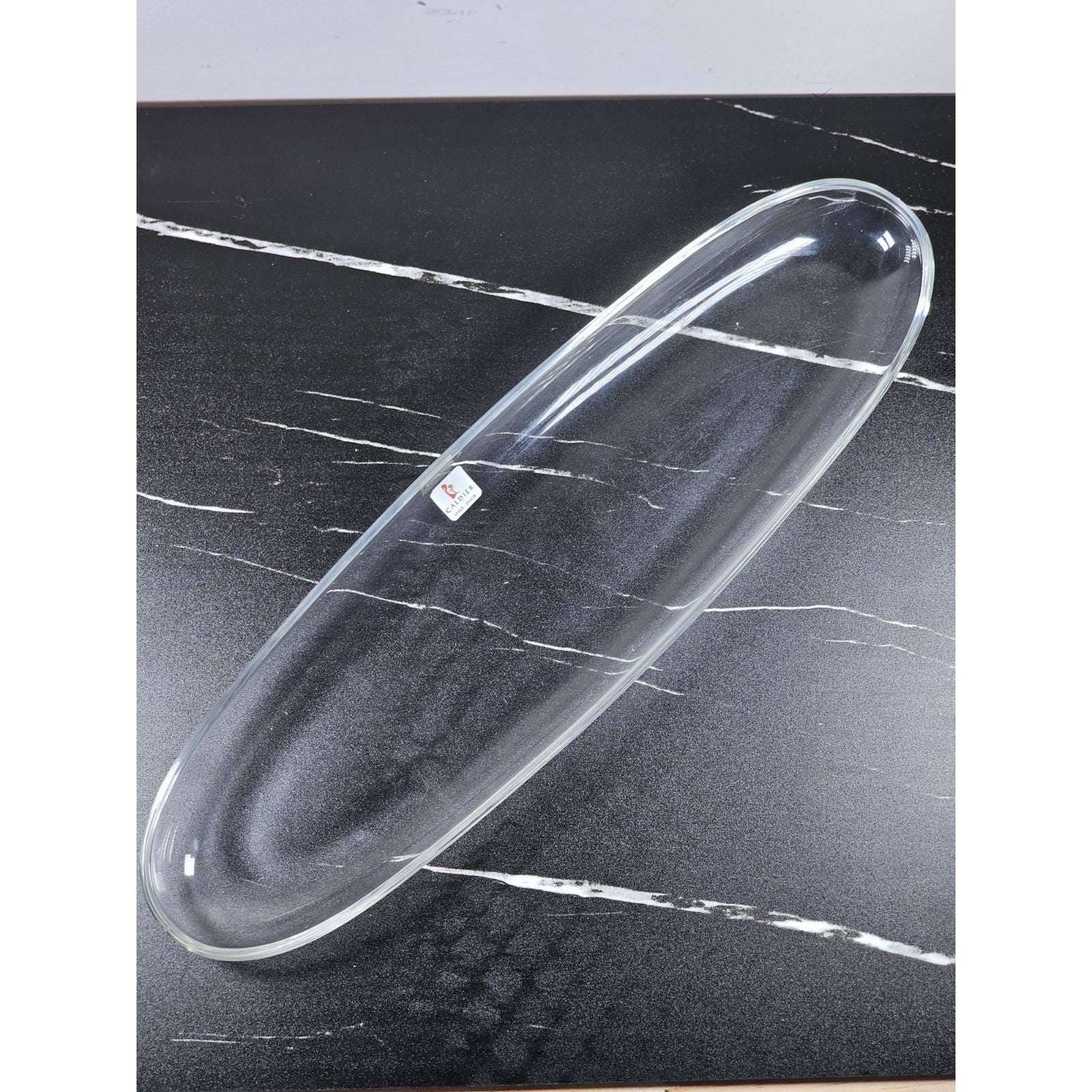 Caldier Italy Glass Oval Serving Plate 19 Inch Vintage Platter