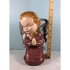 Vintage Kneeling Angel Planter Vase Ceramic Polka Dot