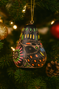 3.5″ Lucuma Bird Ornament | Hand-Carved Painted Gourd Peru Folk Art