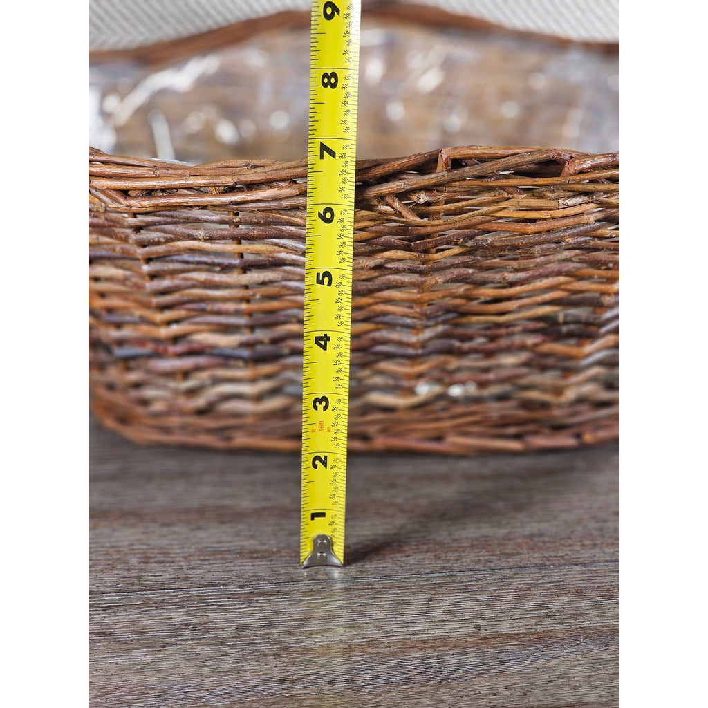 Vintage Wicker Basket with Plastic Liner – Rustic Storage Planter Basket