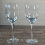 Vintage Crystal Fantasy Ribbed Water Goblets Set of 2 Glasses 7.5