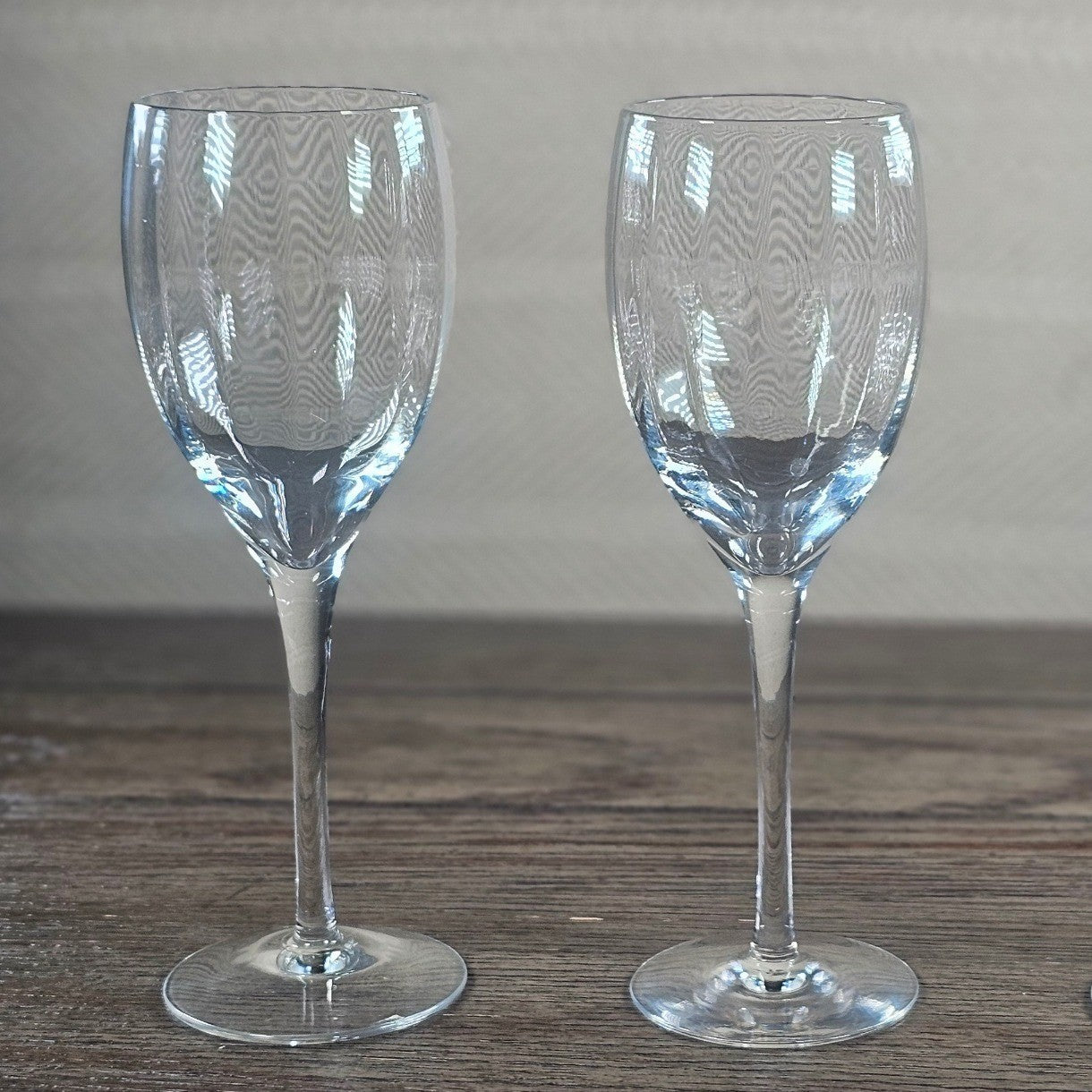 Vintage Crystal Fantasy Ribbed Water Goblets Set of 2 Glasses 7.5