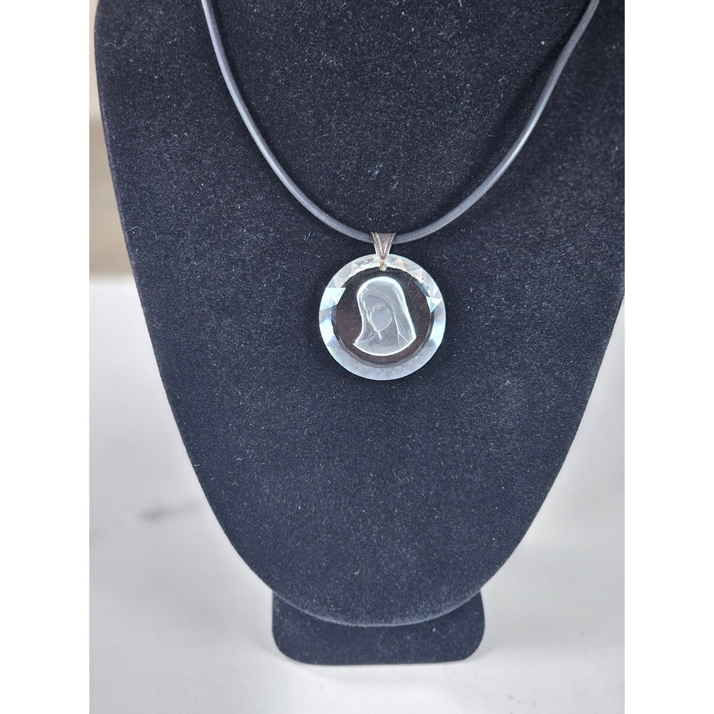 Vintage Swarovski Crystal Madonna Pendant 925 Silver Necklace
