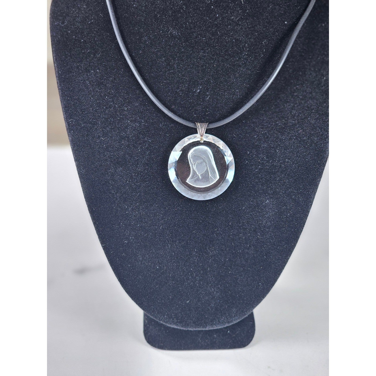 Vintage Swarovski Crystal Madonna Pendant 925 Silver Necklace