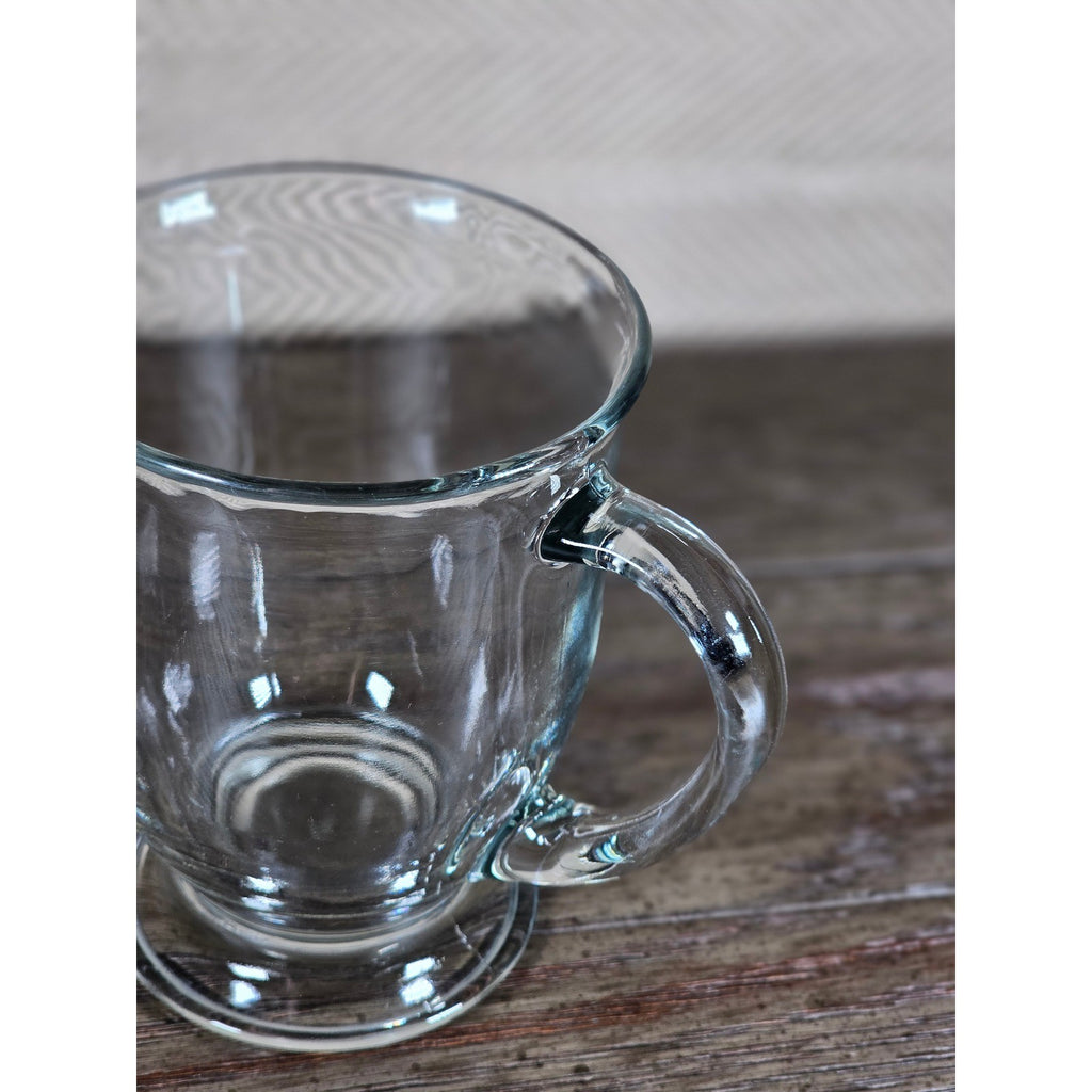 Vintage Anchor Clear Glass Footed Mug USA Made Coffee Tea Cup