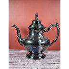 Vintage Oneida Silver Plated Teapot Ornate Handle Hinged Lid 9 Inch