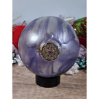 Vintage Blown Glass Christmas Ornaments Purple Blue Iridescent Set of 2
