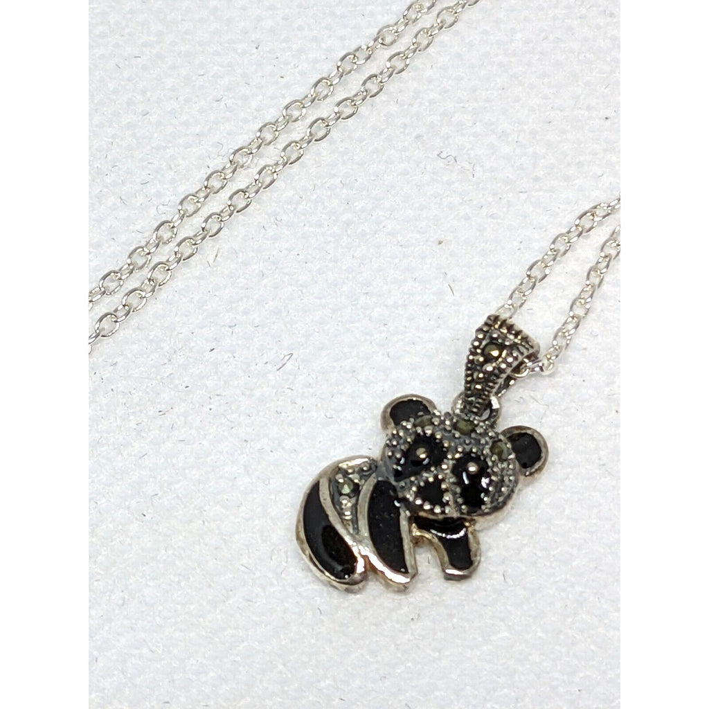 925 Sterling Silver Panda Bear Pendant on 16 Inch Chain Necklace