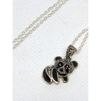 925 Sterling Silver Panda Bear Pendant on 16 Inch Chain Necklace