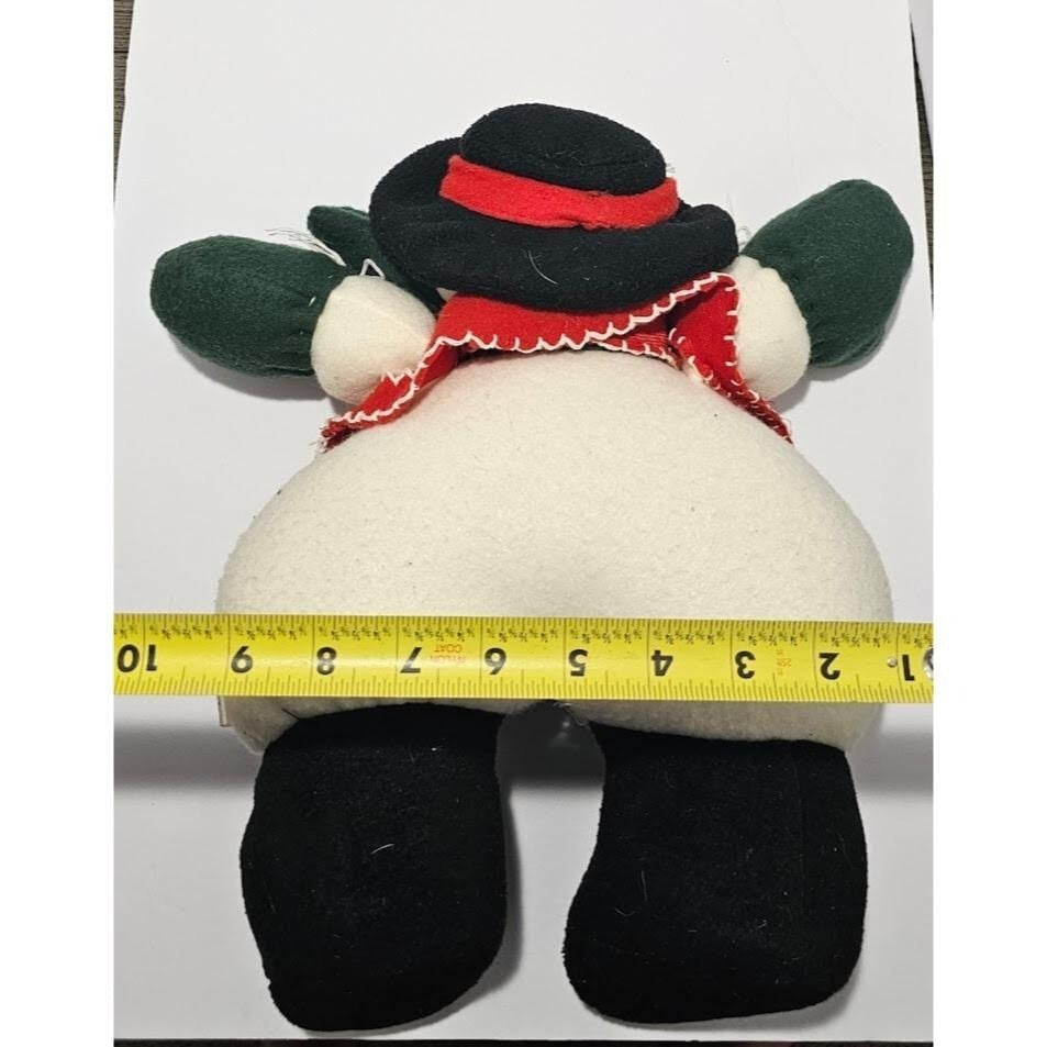 Vintage Plush Snowman Holiday Decoration Red Hearts Top Hat