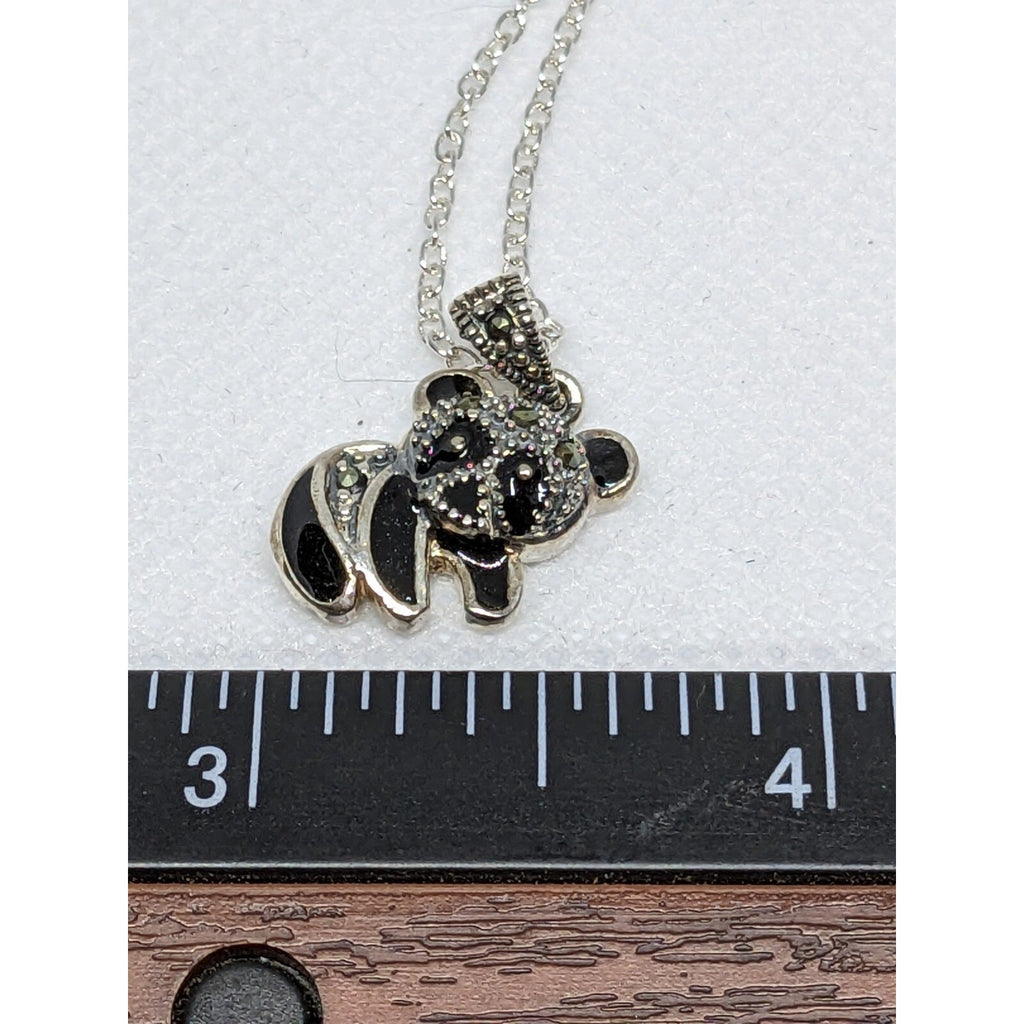 925 Sterling Silver Panda Bear Pendant on 16 Inch Chain Necklace