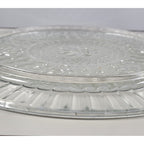 Vintage Pressed Glass Floral Cake Stand Round Serving Tray 13 Inch