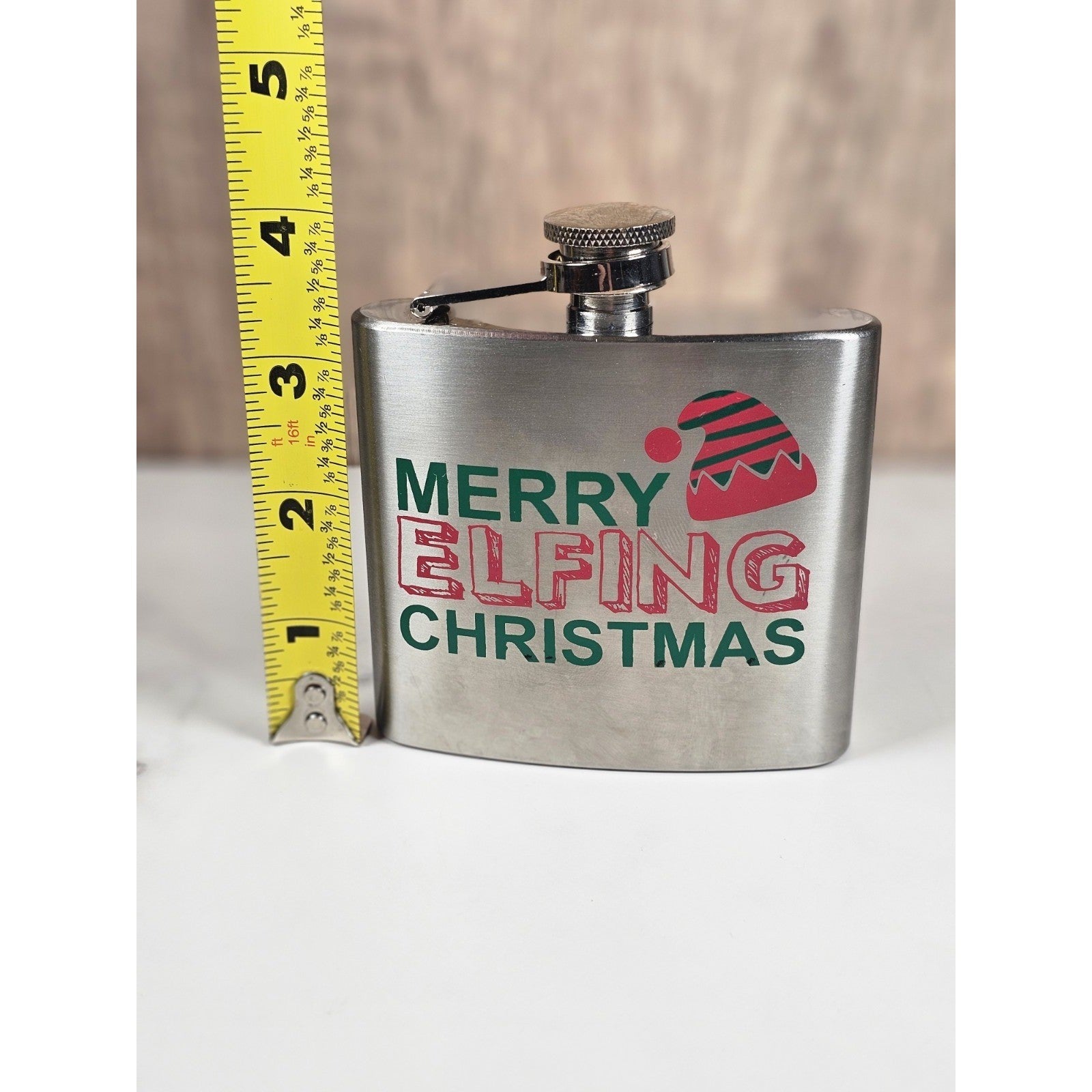 Stainless Steel 5oz Merry Elfing Christmas Flask