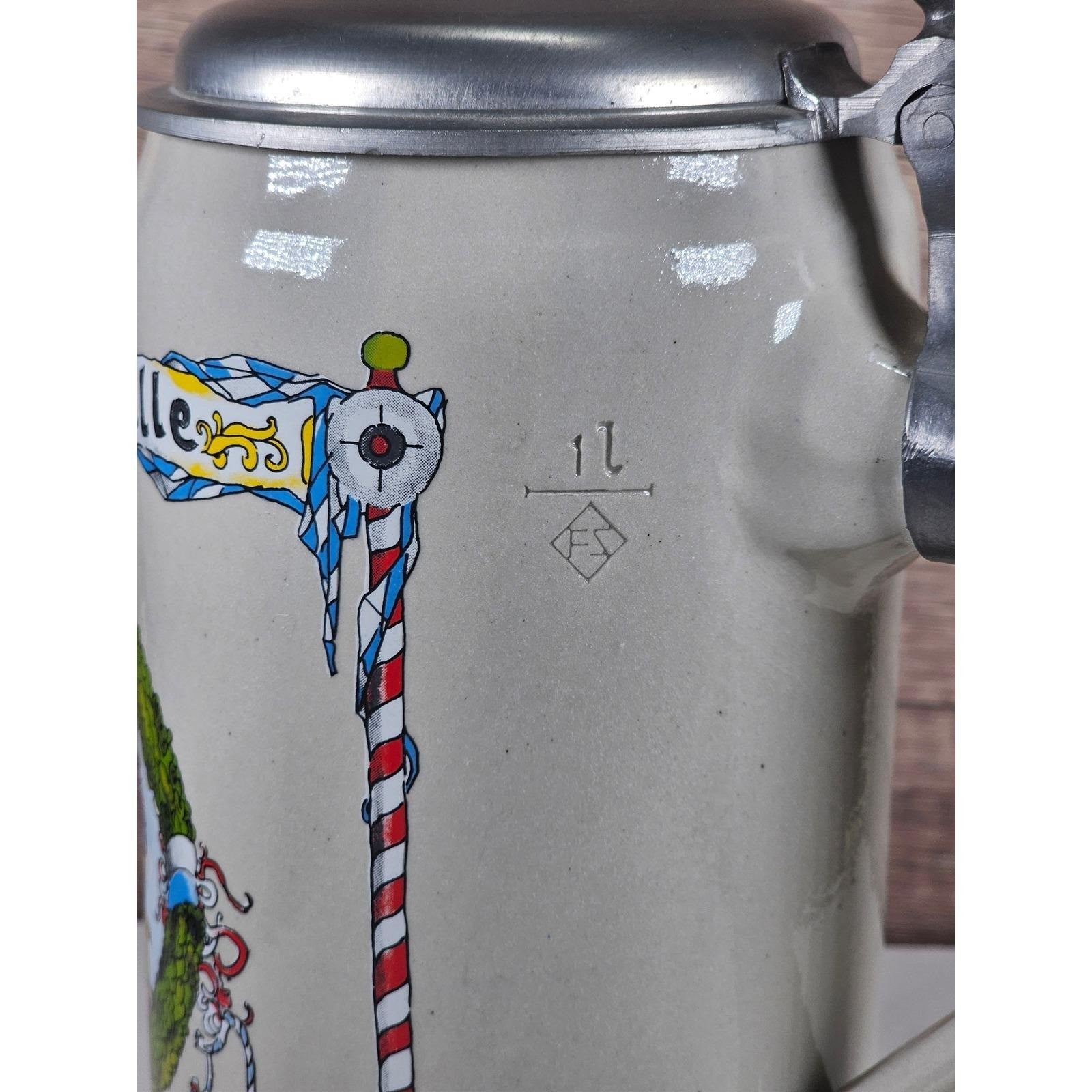German Beer Stein Lowenbrau Oktoberfest Rastal Pewter Lid