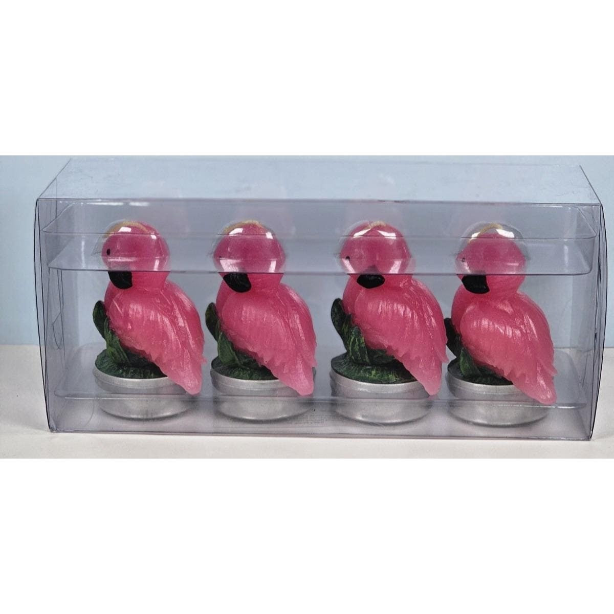 Vintage Pink Flamingo Tealight Candle Set of 4 Coastal Tropical Decor