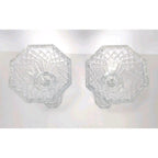 Vintage Crystal Candlestick Holders Diamond Cut Pair 7.5 Inch