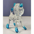 Vintage Lucite Cat Figurine Clear Blue Accents Hong Kong
