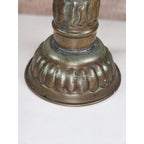 Antique Tinned Copper Candlestick Holder 12" Embossed Design