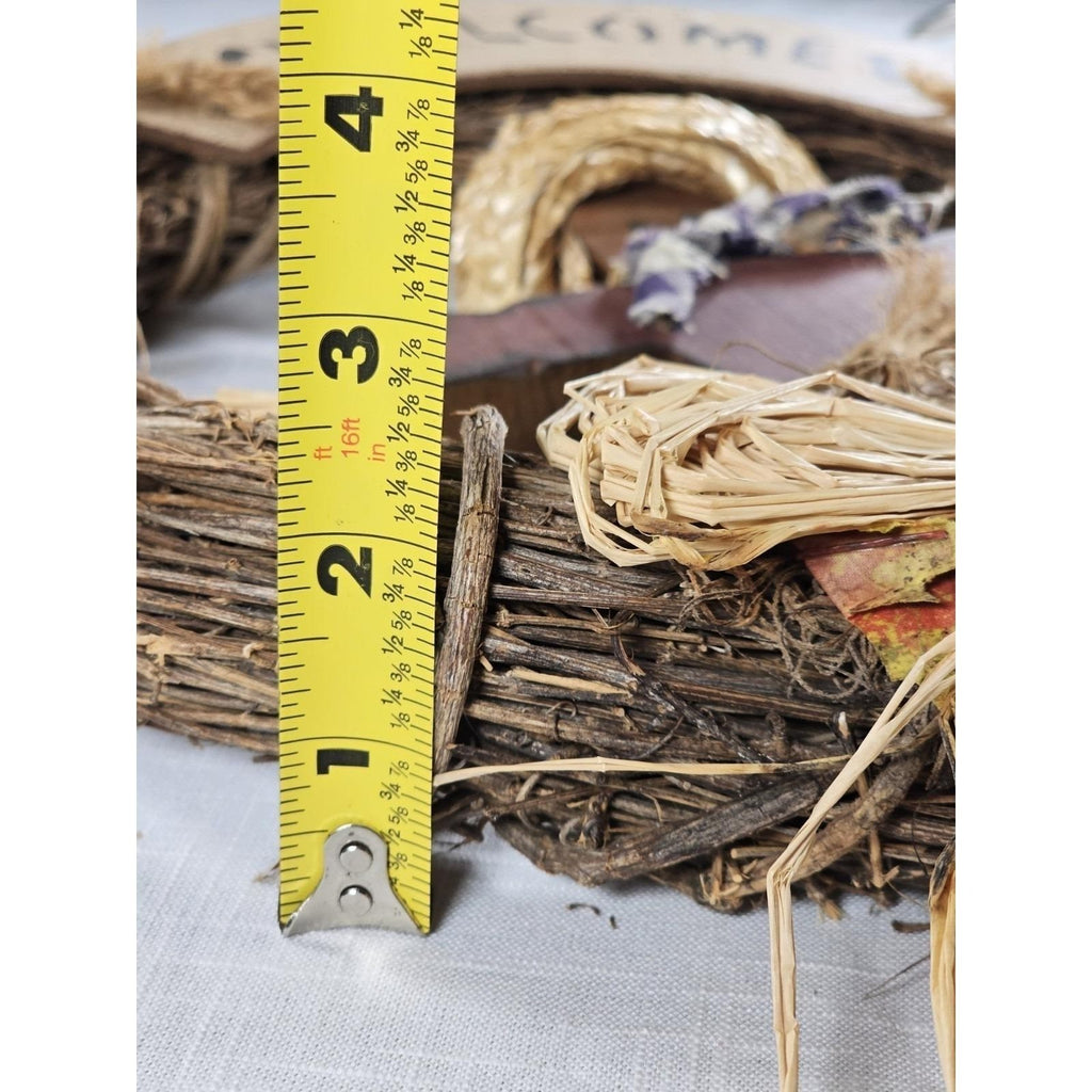 Rustic Autumn Harvest Welcome Wreath | Fall Door Decor with Pumpkins & Foliage