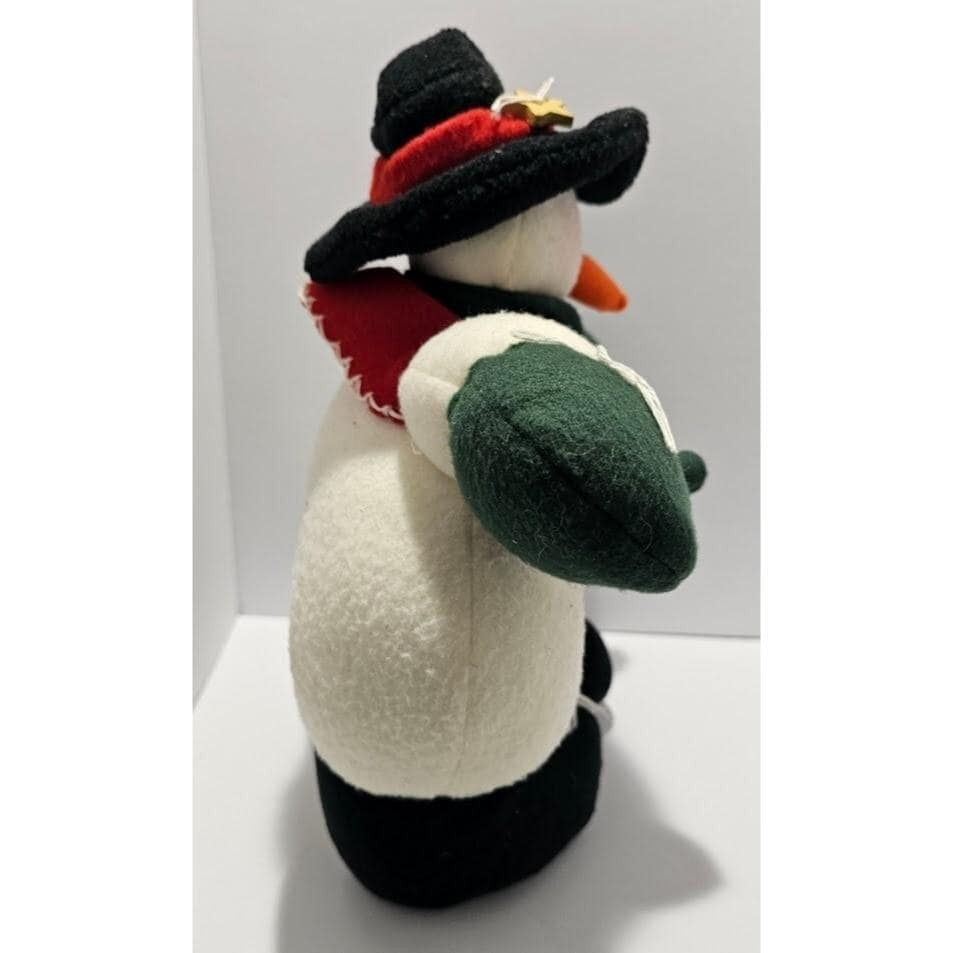 Vintage Plush Snowman Holiday Decoration Red Hearts Top Hat