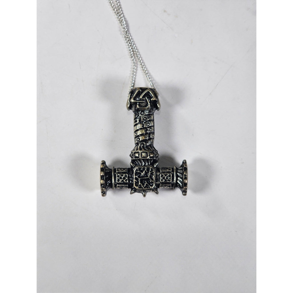 Vintage Thor Hammer Pendant Necklace 34g Norse Style