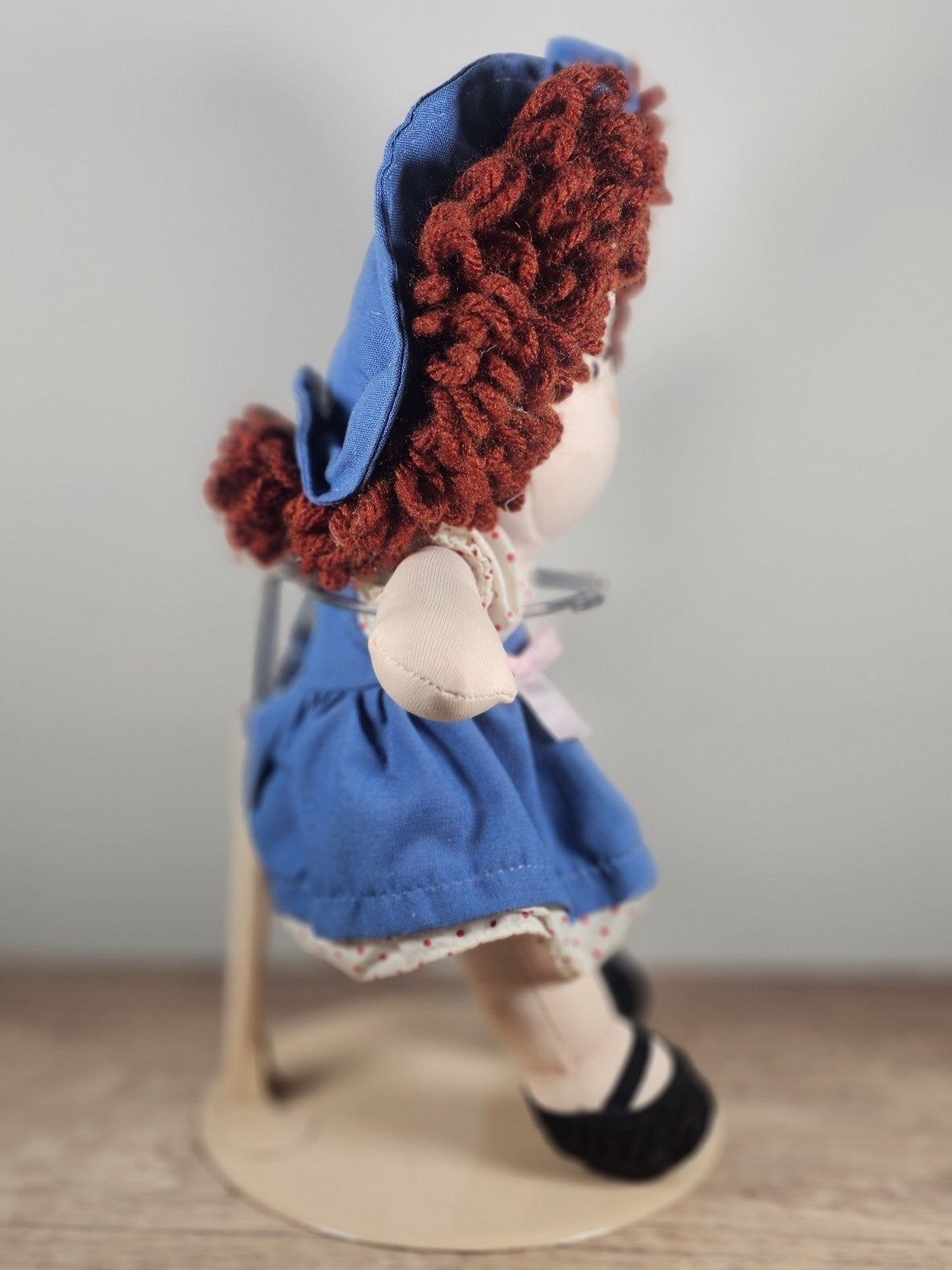 Vintage Russ Berrie "Amber" 1980s Cloth Doll With Original Hang Tag & Stand Polk