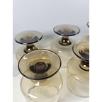 Mid Century Smokey Glass Goblets Set of 6 Vintage Footed Wine Glasses