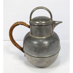 Rogers Pewter Coffee Pot Rattan Handle Mid Century Solid Pewter