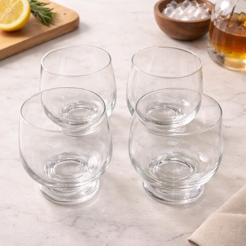 Vintage Whiskey Glasses Set of 4 Clear Barware Rocks Glasses