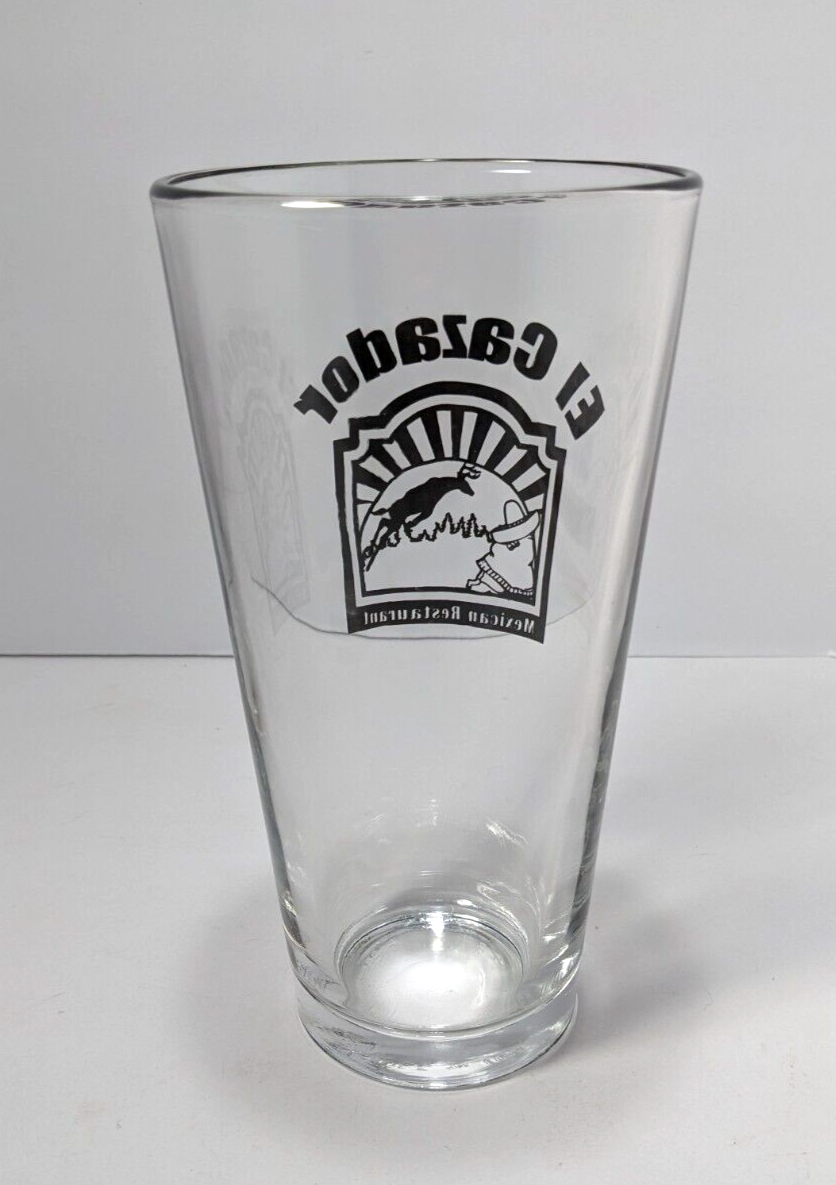 El Cazador Mexican Restaurant Pint Glass 6.5" Clear Glass With Logo