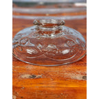 Vintage Clear Glass Cake Stand Floral Embossed Pedestal Dessert Plate
