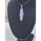 Vintage Sterling Silver Blue Enamel Script Pendant Necklace