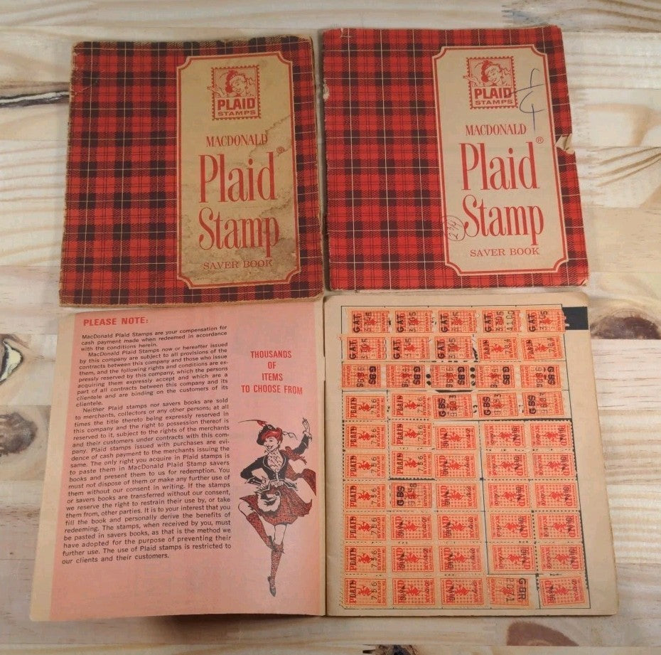 Lot of 20 Vintage Plaid, Triple-S, S&H, and Top Value Stamp Saver Books Used