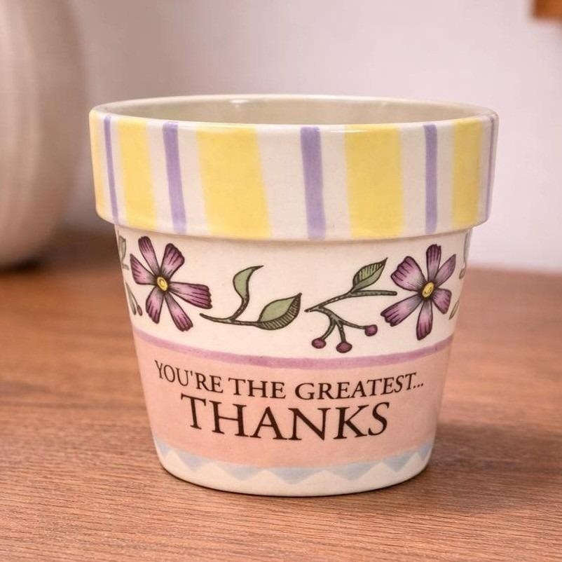 Vintage Russ Berrie Flower Pot You're the Greatest Planter