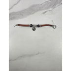 Vintage Petite Leather Peace Sign Bracelet Silver Tone Boho Jewelry