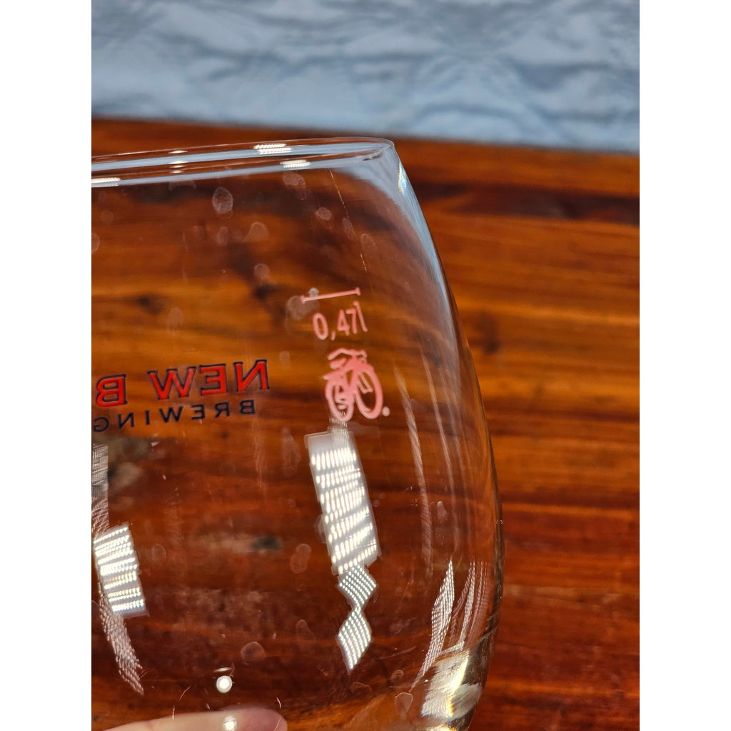 Vintage New Belgium Brewing Tulip Beer Glass Red Logo Stemmed