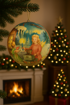 Vintage 1950s German Paper-Mâché Angel Tree Ball Candy Container Christmas