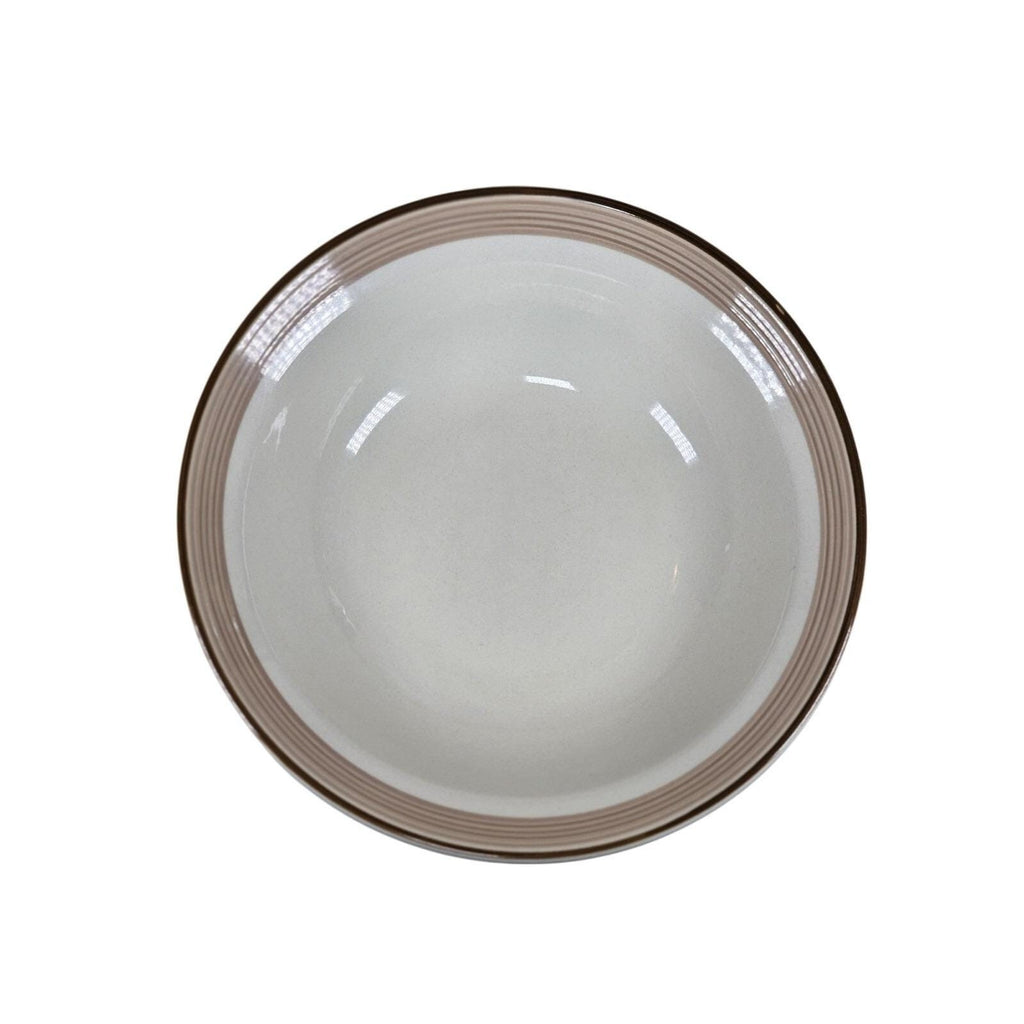Vintage International Stoneware Serving Bowl Cream Gold Rings 9 Inch
