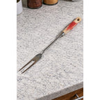Vintage BBQ Carving Fork Wood Handle Red Paint Rustic 13 Inch