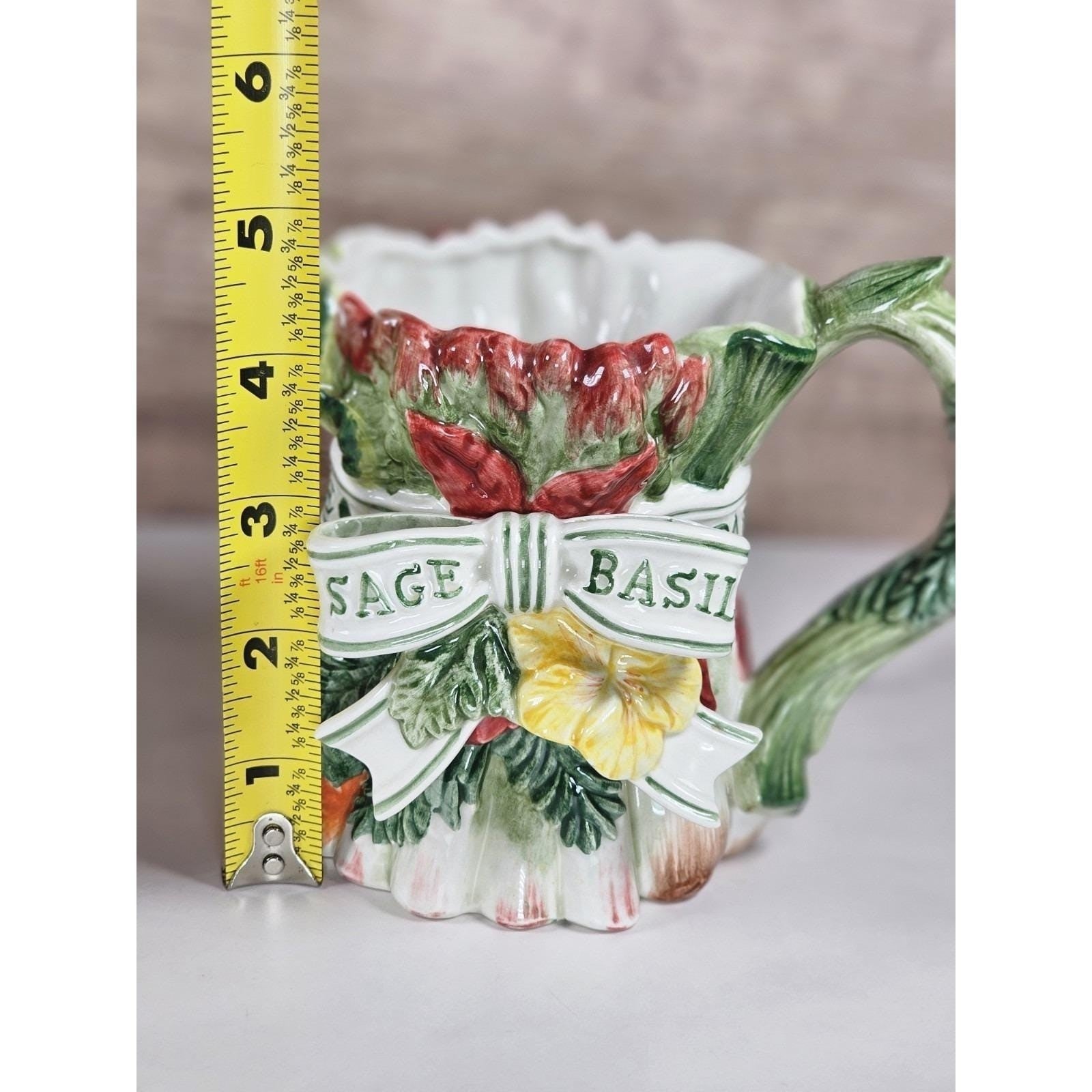 Vintage Fitz & Floyd Herb Garden Figural Asparagus Pitcher Mug  Lidded Box