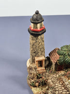 Vintage Ks Collection Lighthouse Figurine With Palm Tree & Cottage