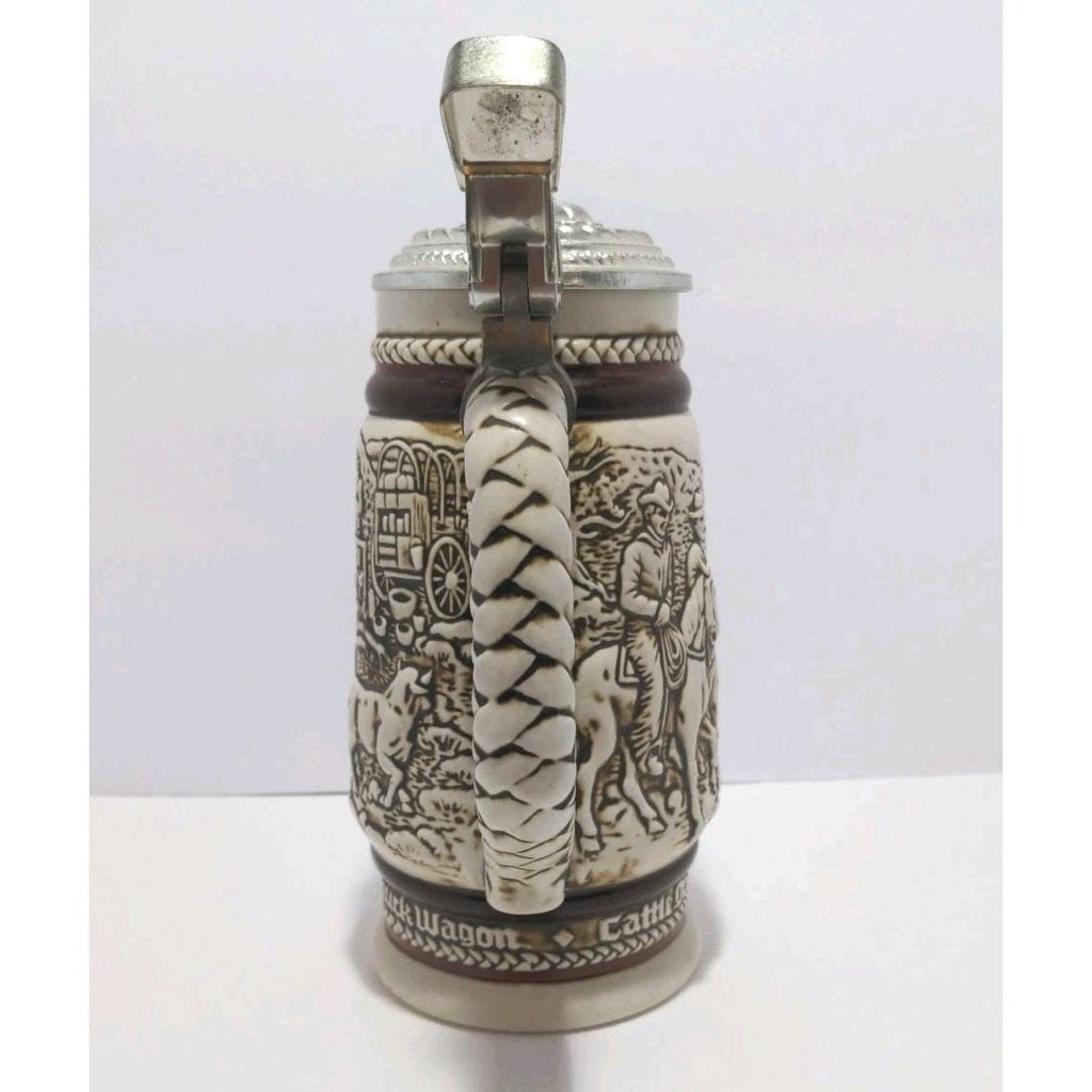 Avon 1980  Western Round Up Stein Pewter Lid Ceramarte