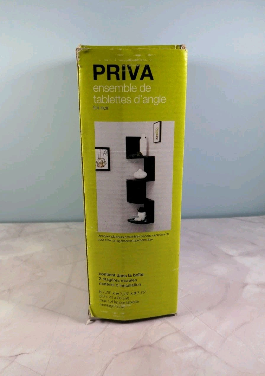 Kiera Grace Priva Set of 2 Black Corner Shelves 7 3/4" Tall by AZ Home & Gifts